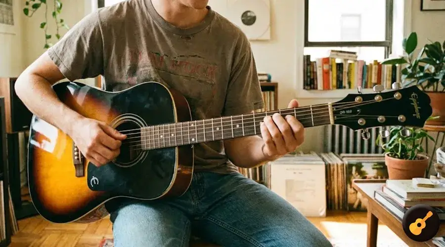 Violão Epiphone - visual vintage para Blues e Folk